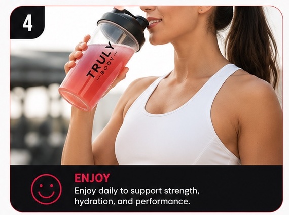 Step 4, Enjoy β drink daily to support strength, hydration and performance
